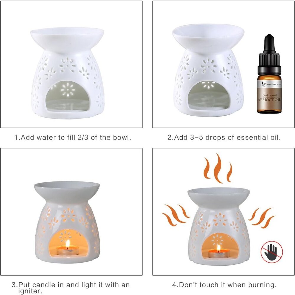 Ceramic Tea Light Candle Holder, Essential Oil Burner Wax Melt Burner, Incense A - Picture 8 of 9